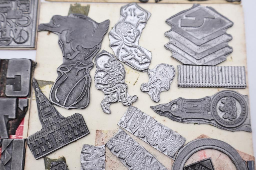 Large Collection of Vintage Printing Blocks, Letterpress Type & Advertising Cuts - 20