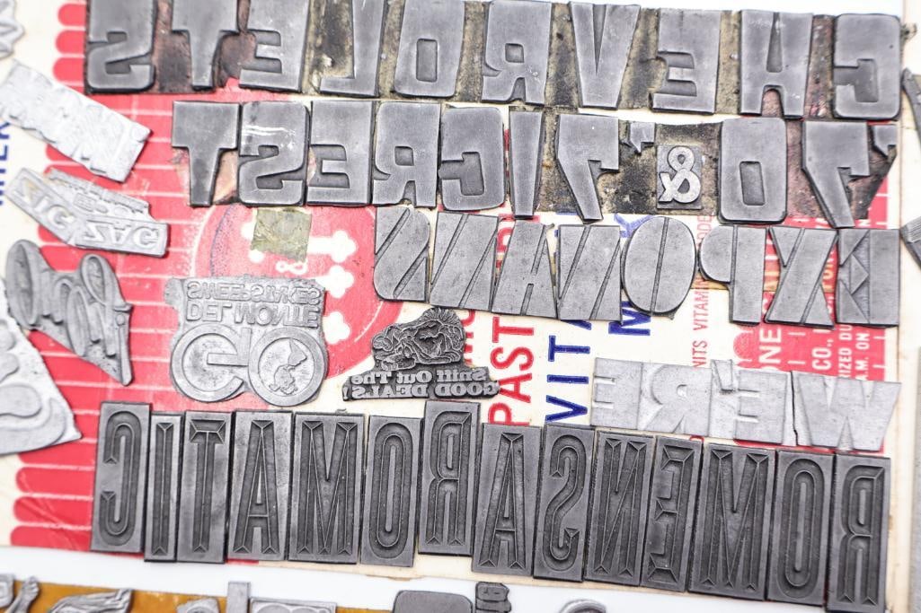 Large Collection of Vintage Printing Blocks, Letterpress Type & Advertising Cuts - 6