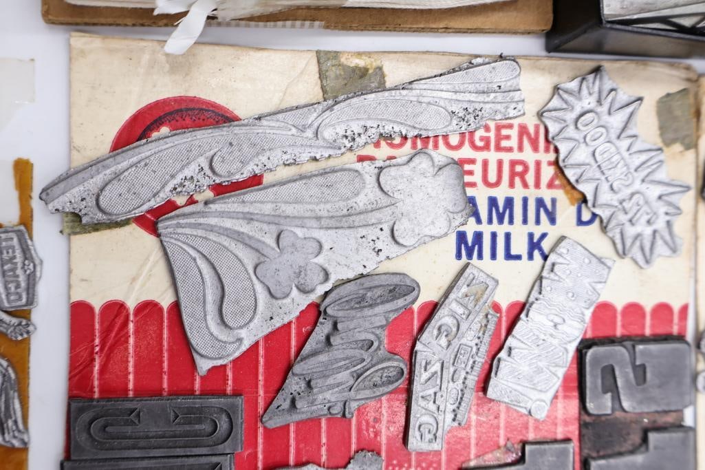 Large Collection of Vintage Printing Blocks, Letterpress Type & Advertising Cuts - 8