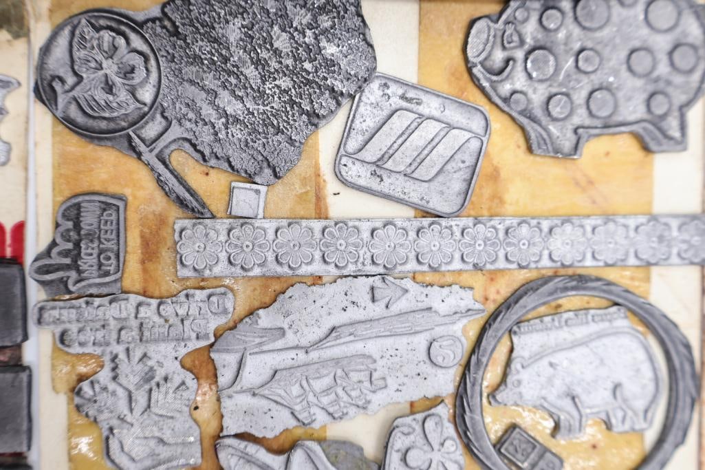 Large Collection of Vintage Printing Blocks, Letterpress Type & Advertising Cuts - 9