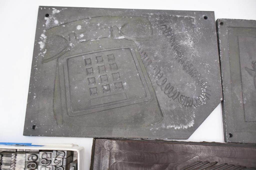 Large Antique Letterpress Printing Lot Metal Type, Printing Plates & Decorative Blocks - 14
