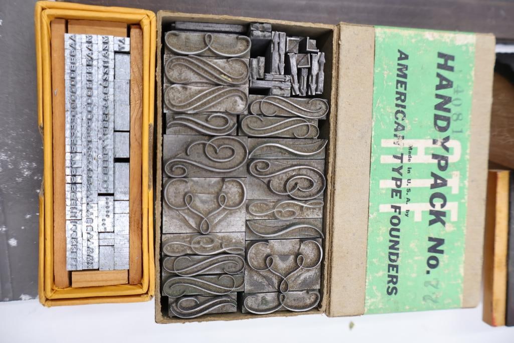 Large Antique Letterpress Printing Lot Metal Type, Printing Plates & Decorative Blocks - 17