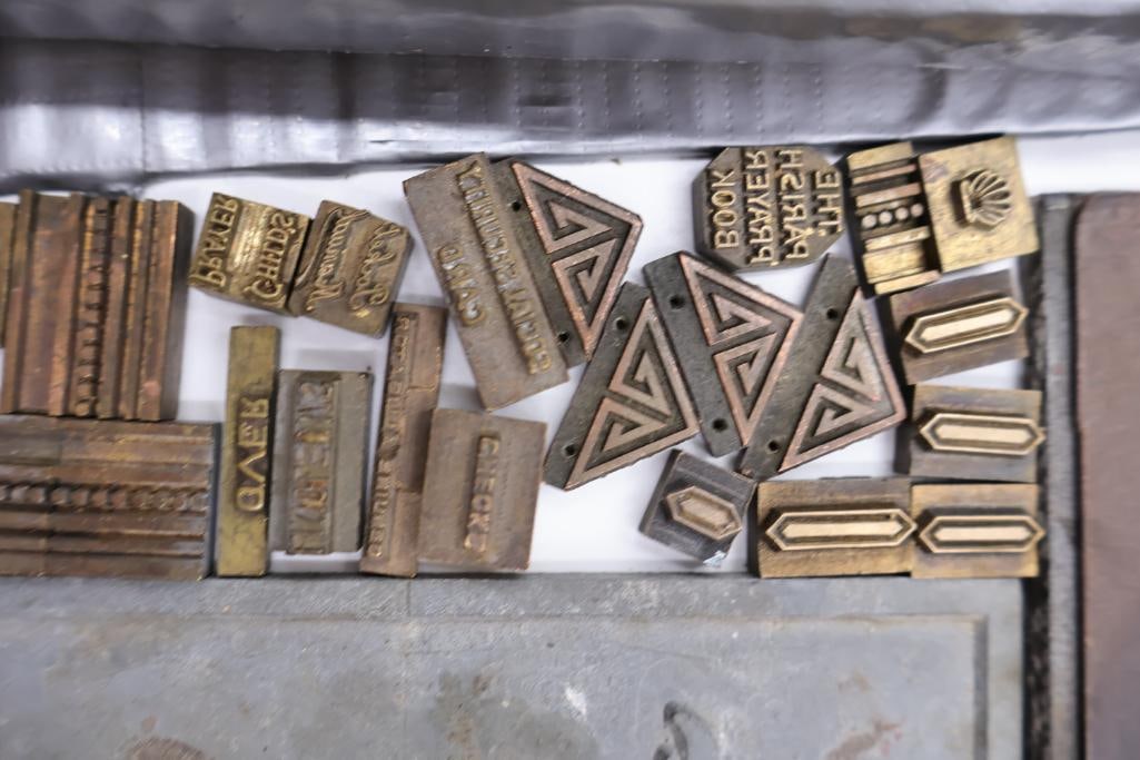 Large Antique Letterpress Printing Lot Metal Type, Printing Plates & Decorative Blocks - 6