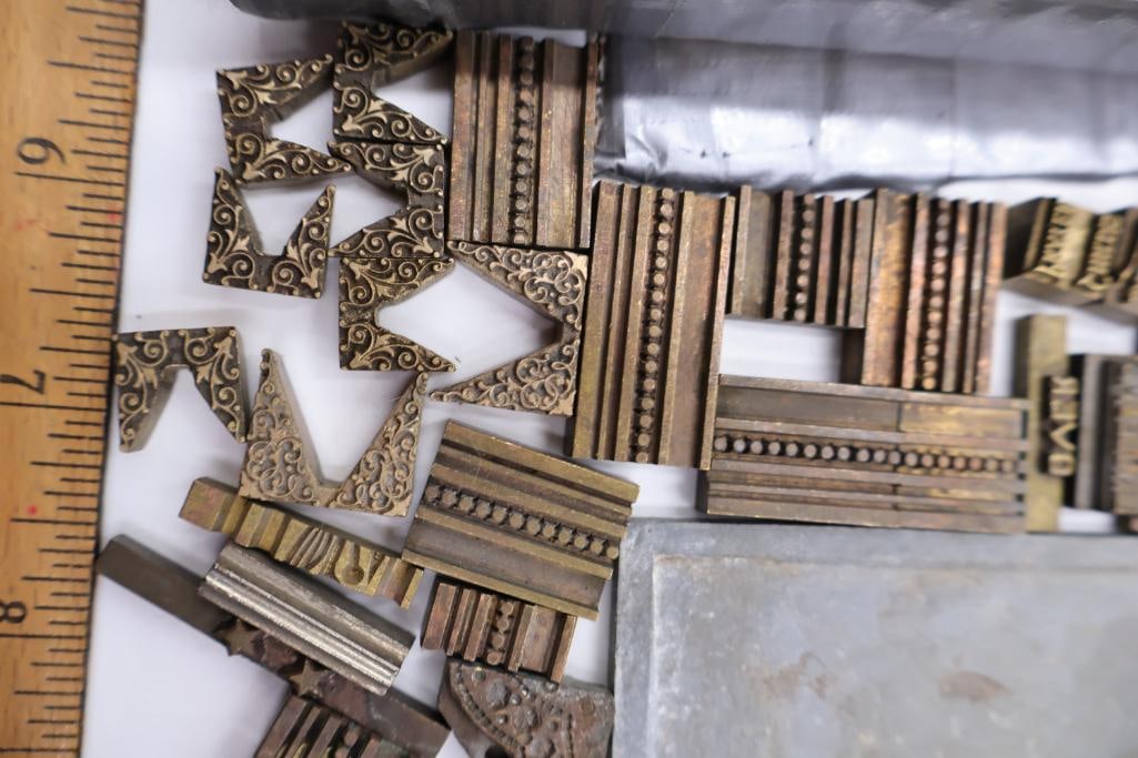 Large Antique Letterpress Printing Lot Metal Type, Printing Plates & Decorative Blocks - 8