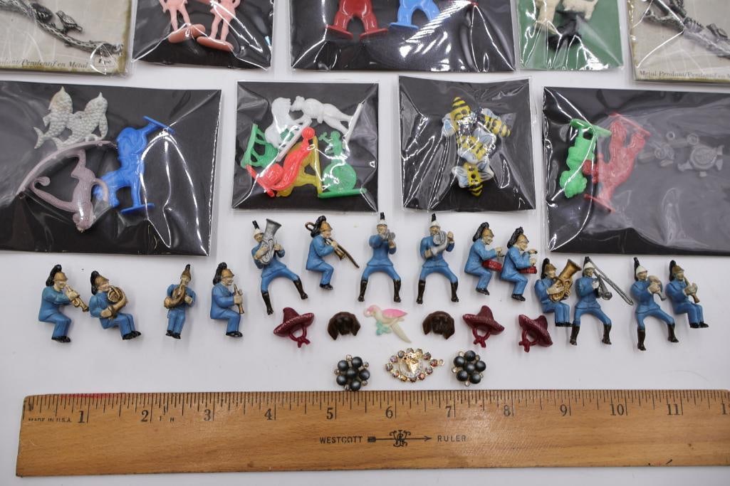 Vintage Plastic Toy Figures, Miniature Band Musicians & Novelty Charms Collection - 2