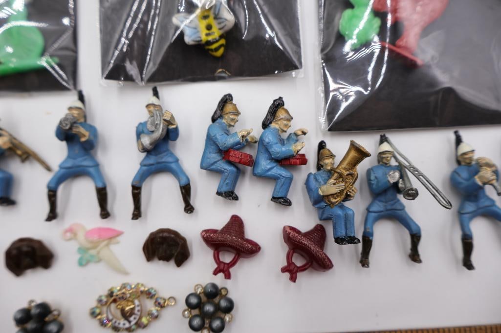 Vintage Plastic Toy Figures, Miniature Band Musicians & Novelty Charms Collection - 5