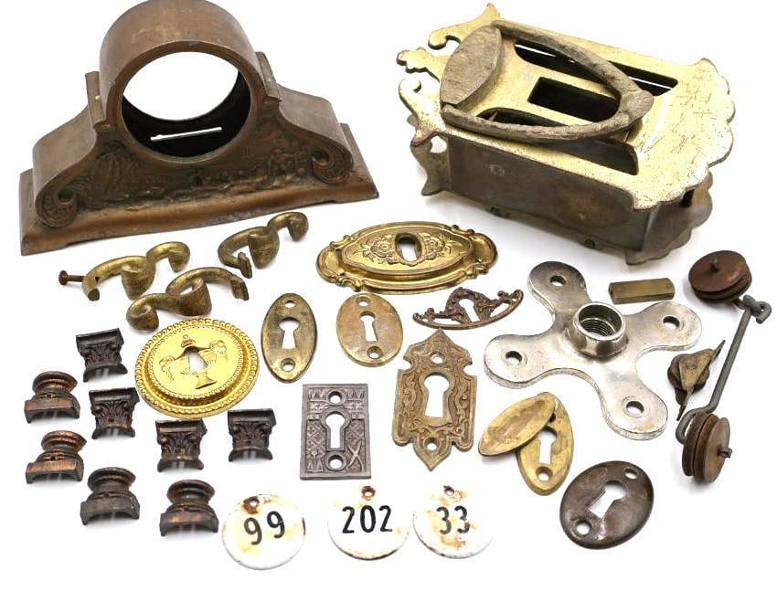 Collection of Antique Brass & Cast Iron Hardware, Escutcheons & Furniture Parts (1 of 17)