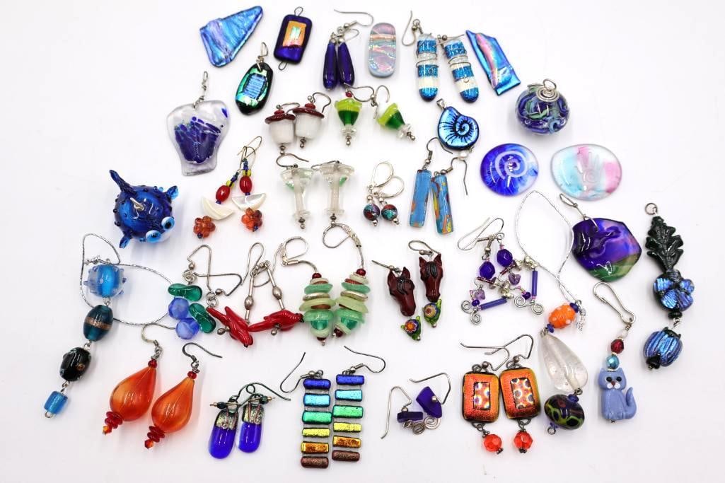 Large Collection of Artisan Glass Earrings & Handmade Jewelry Pendants (1 of 11)