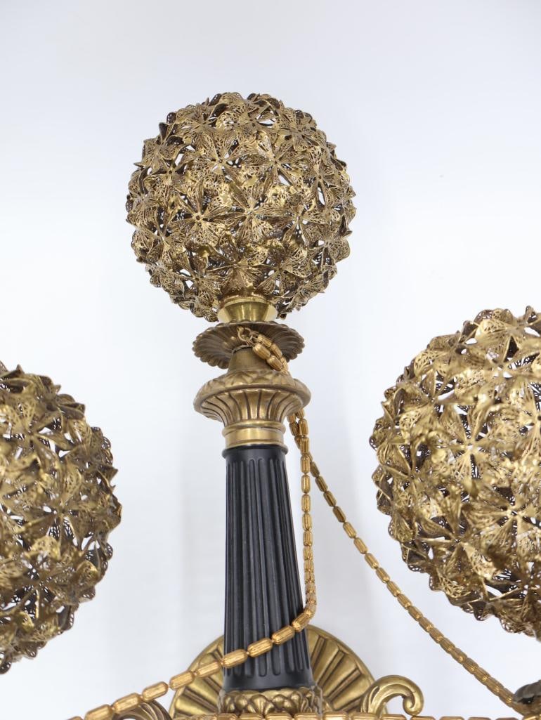 Vintage Hollywood Regency Three-Light Wall Sconce with Textured Globe Shades - 3