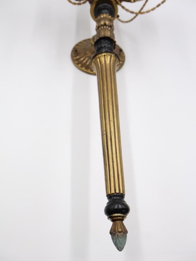 Vintage Hollywood Regency Three-Light Wall Sconce with Textured Globe Shades - 6