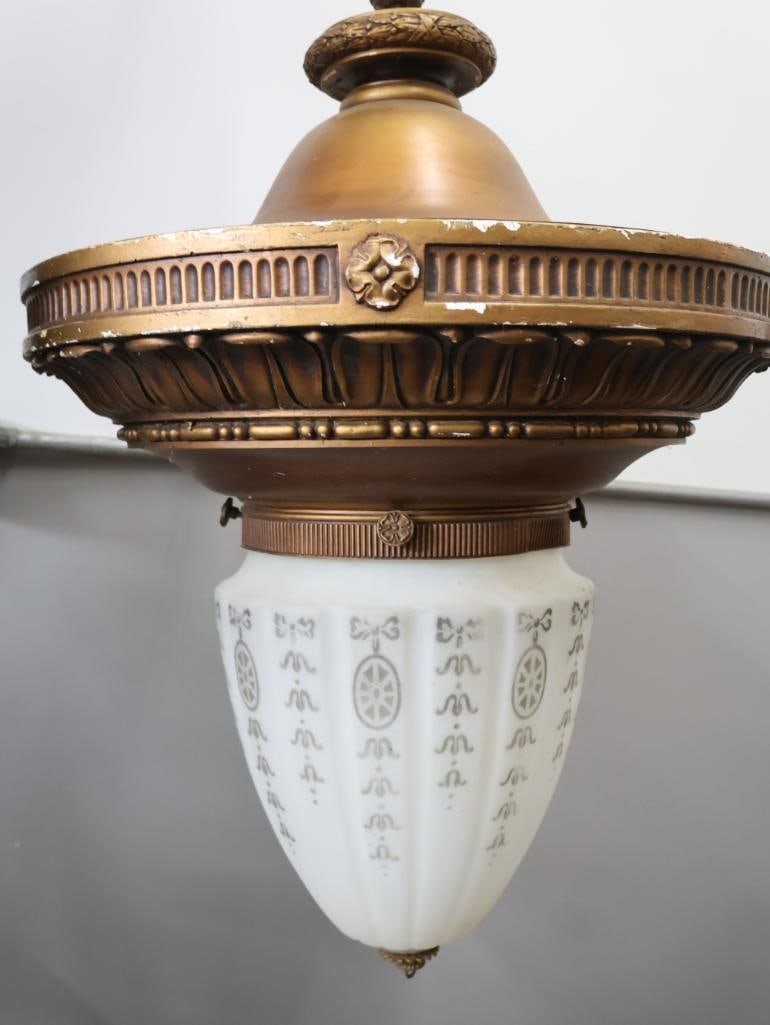 Historical Neoclassical Pendant Light from Original Salem Library Location - 2