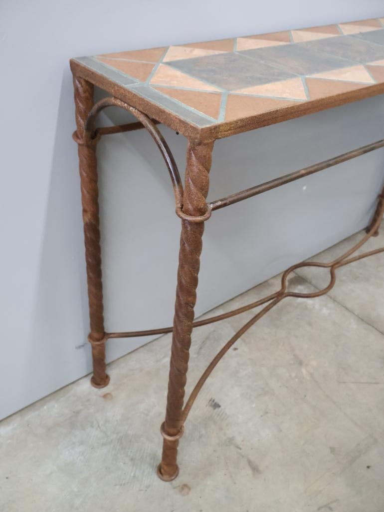 Decorative Tile Top Console Table with Matching Table Lamps - 12