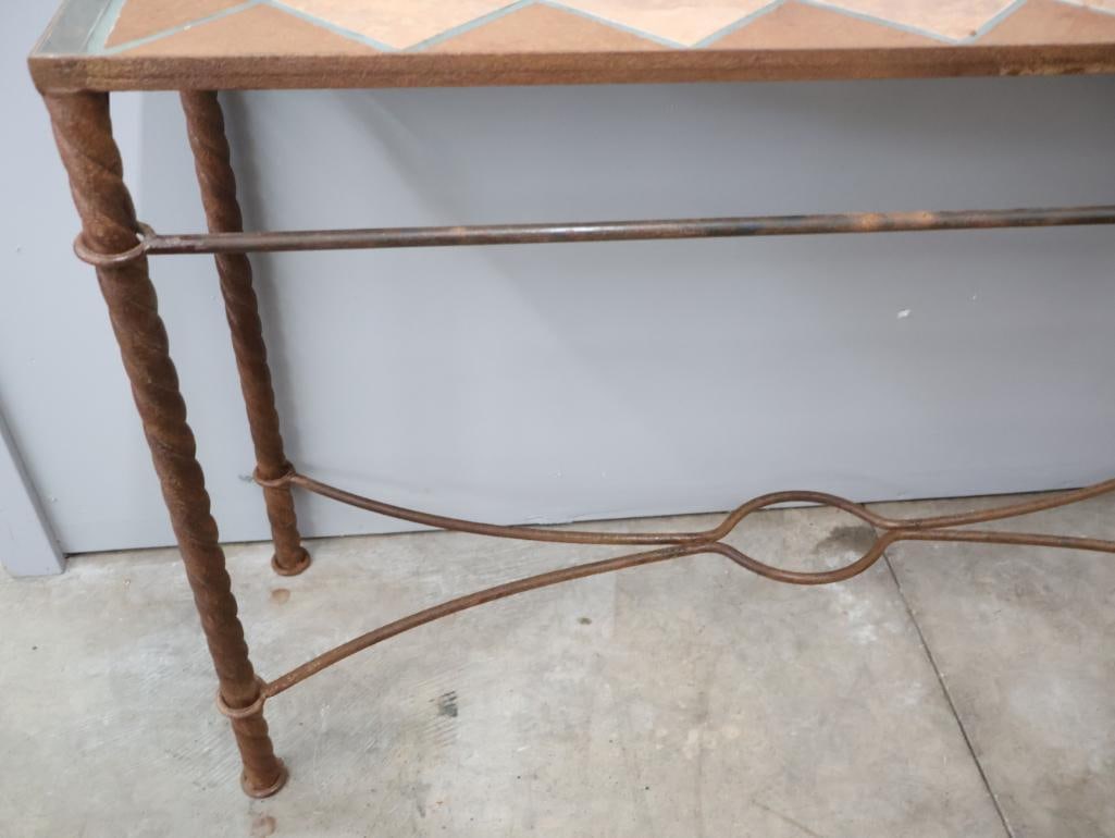 Decorative Tile Top Console Table with Matching Table Lamps - 13
