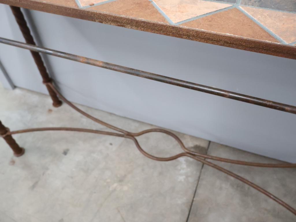 Decorative Tile Top Console Table with Matching Table Lamps - 14