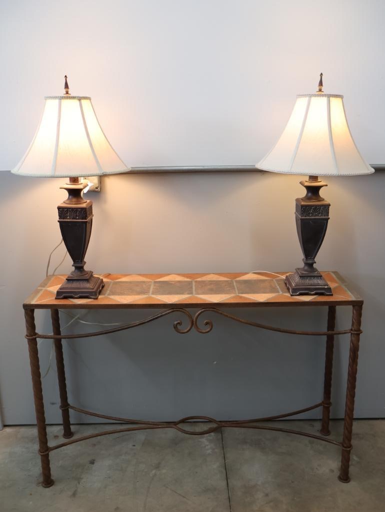 Decorative Tile Top Console Table with Matching Table Lamps (1 of 20)