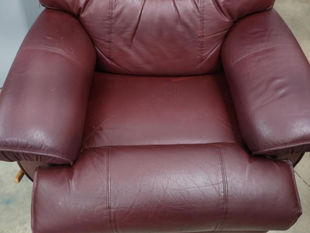 La-Z-Boy Burgundy Leather Recliner Chair - 3