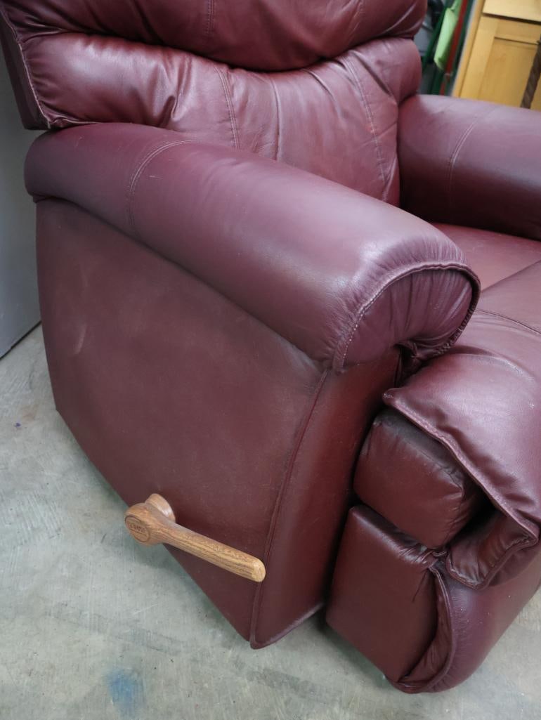 La-Z-Boy Burgundy Leather Recliner Chair - 7