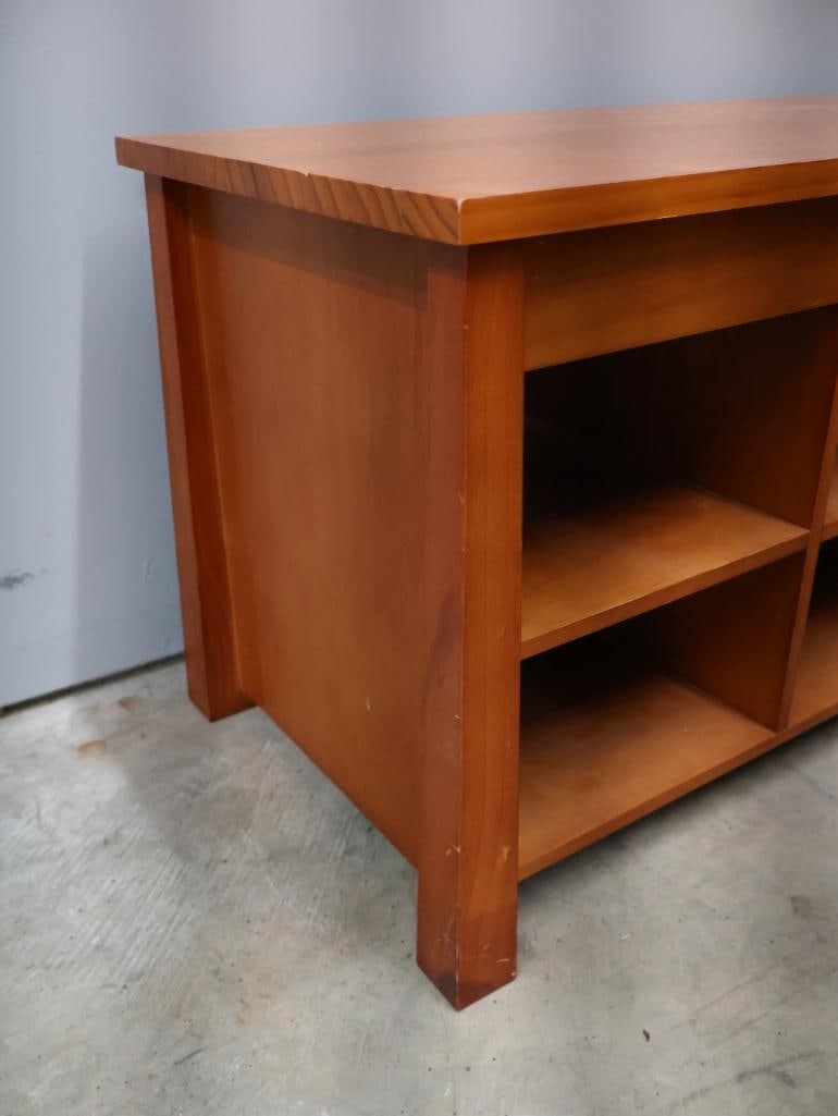 Wood Media Console Cabinet with Open Shelving - 4