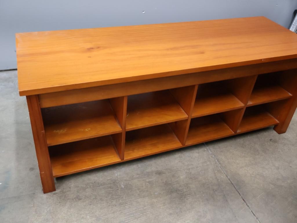 Wood Media Console Cabinet with Open Shelving - 5