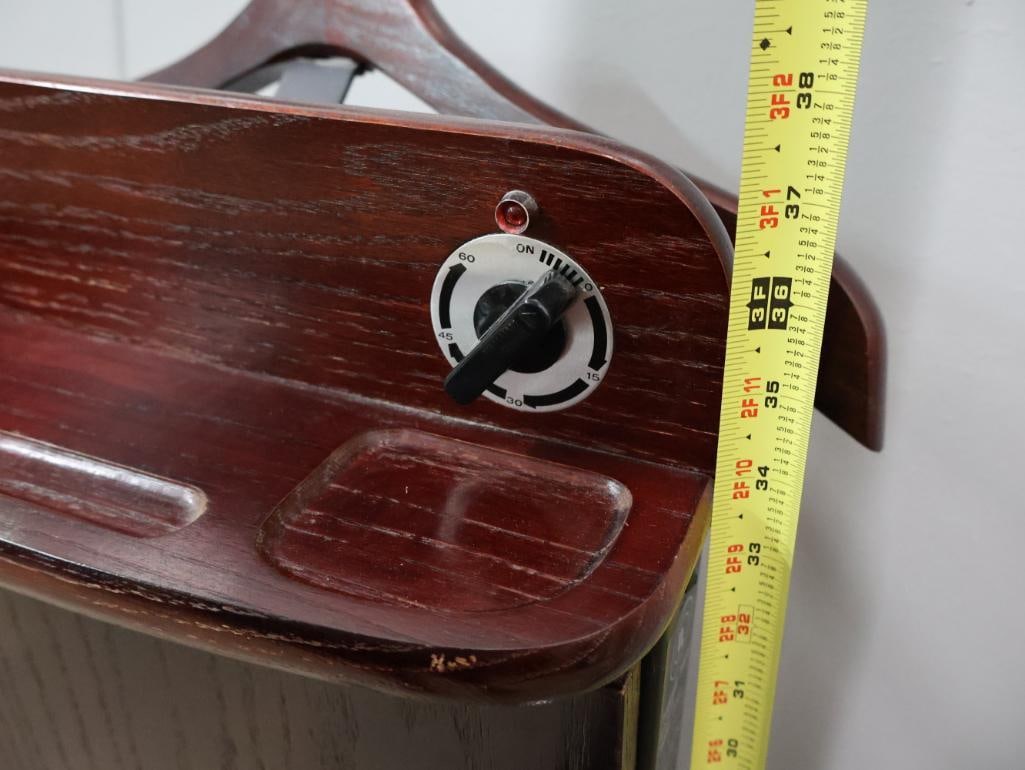 Brass Tone Coat Rack & Wooden Valet Stand Combination - 12