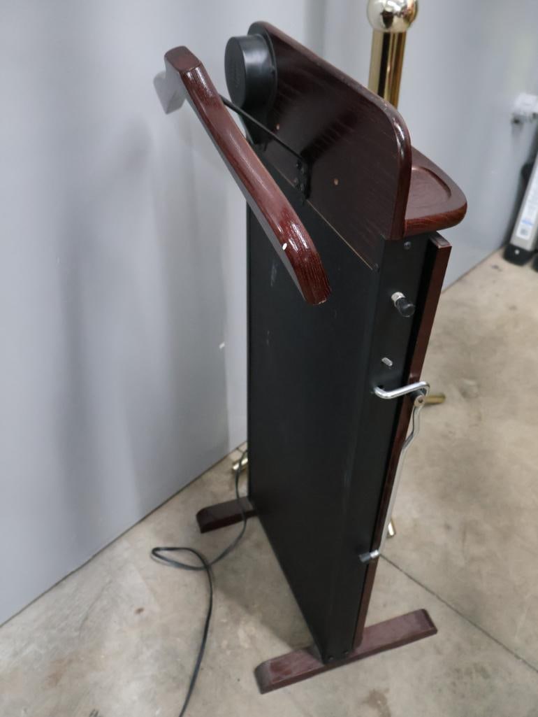 Brass Tone Coat Rack & Wooden Valet Stand Combination - 6