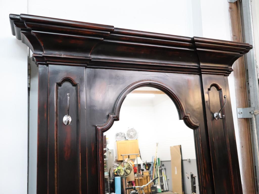 Large Dark Wood Framed Floor Mirror - 2