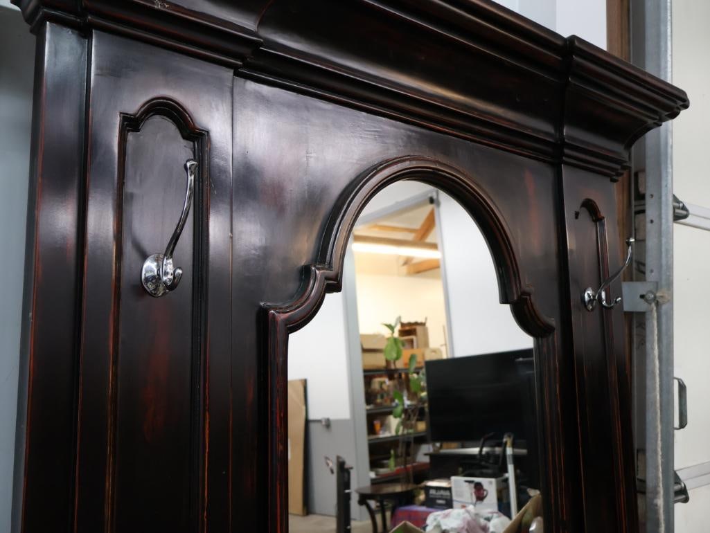 Large Dark Wood Framed Floor Mirror - 3