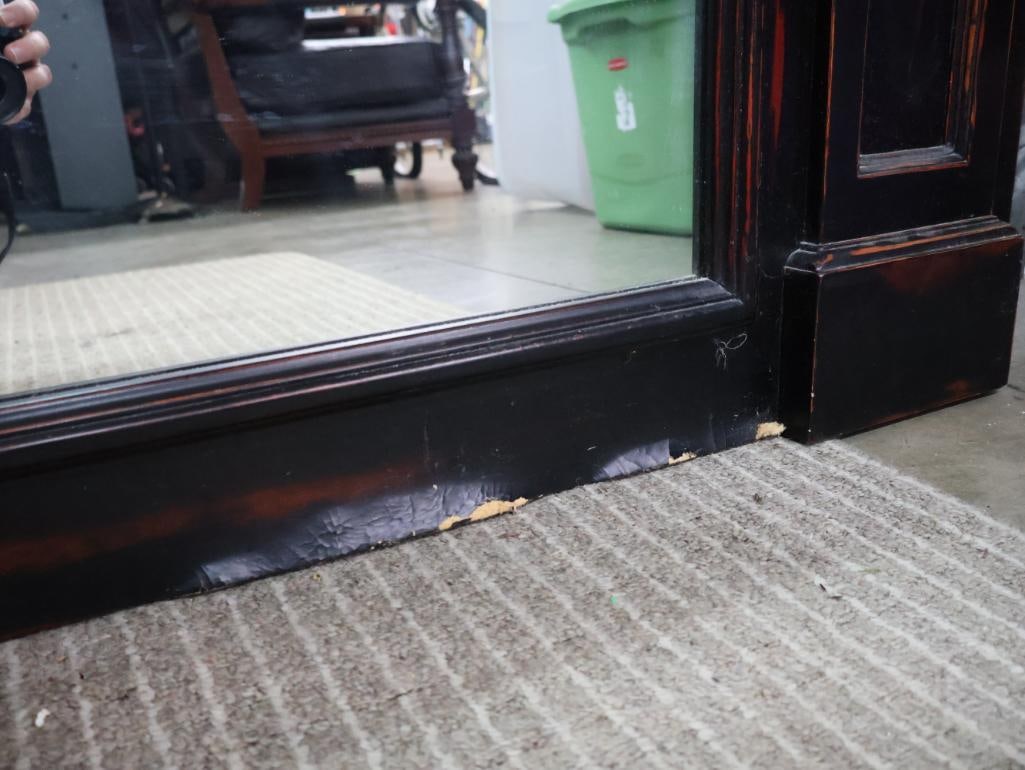 Large Dark Wood Framed Floor Mirror - 5