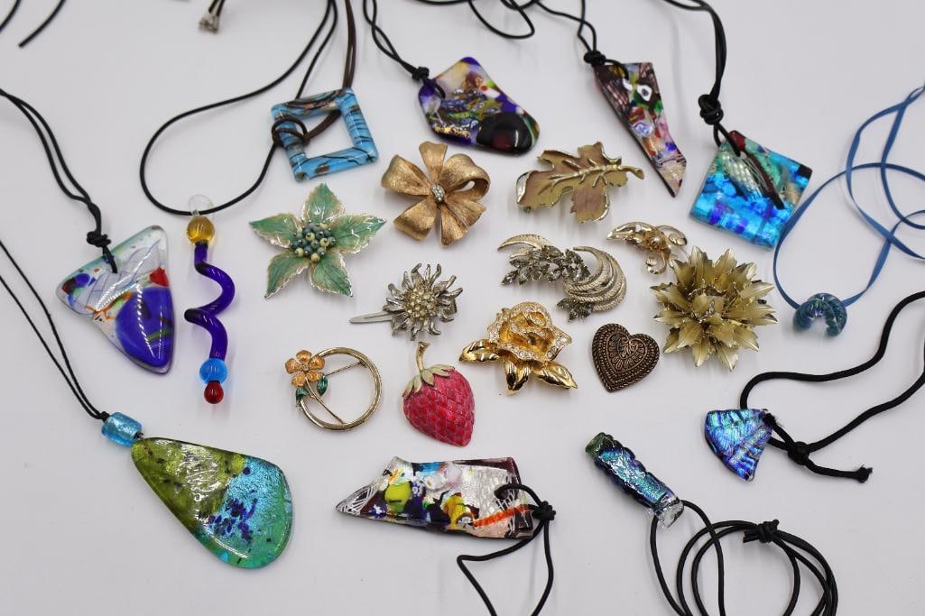 Collection of Vintage Pins and Glass Necklaces (1 of 7)