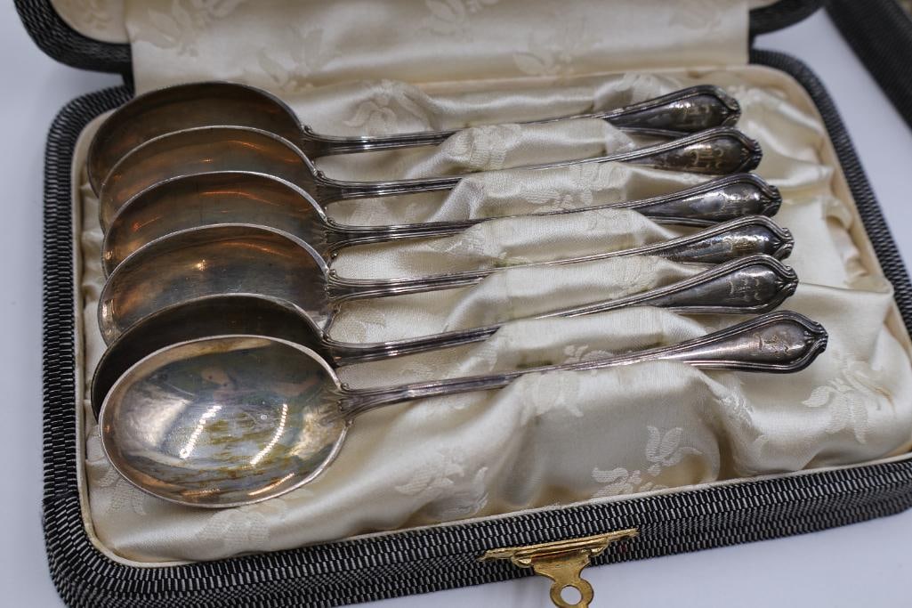 Two Antique Sets of Six Sterling Monogrammed Spoons - 3