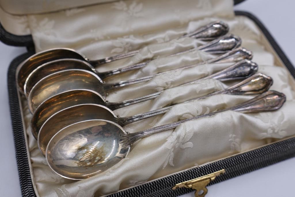 Two Antique Sets of Six Sterling Monogrammed Spoons - 4