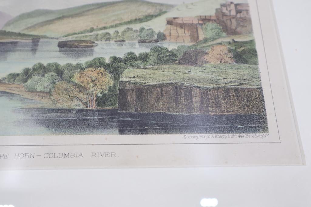 Two Antique Columbia River Oregon Plate Prints - 9