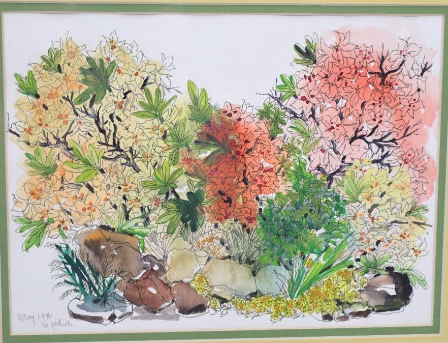 Two Vintage Floral Watercolors - 7