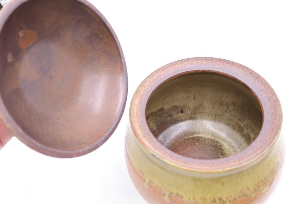 Natural Fiber Native Woven Mat and Stoneware Lidded Jar - 11