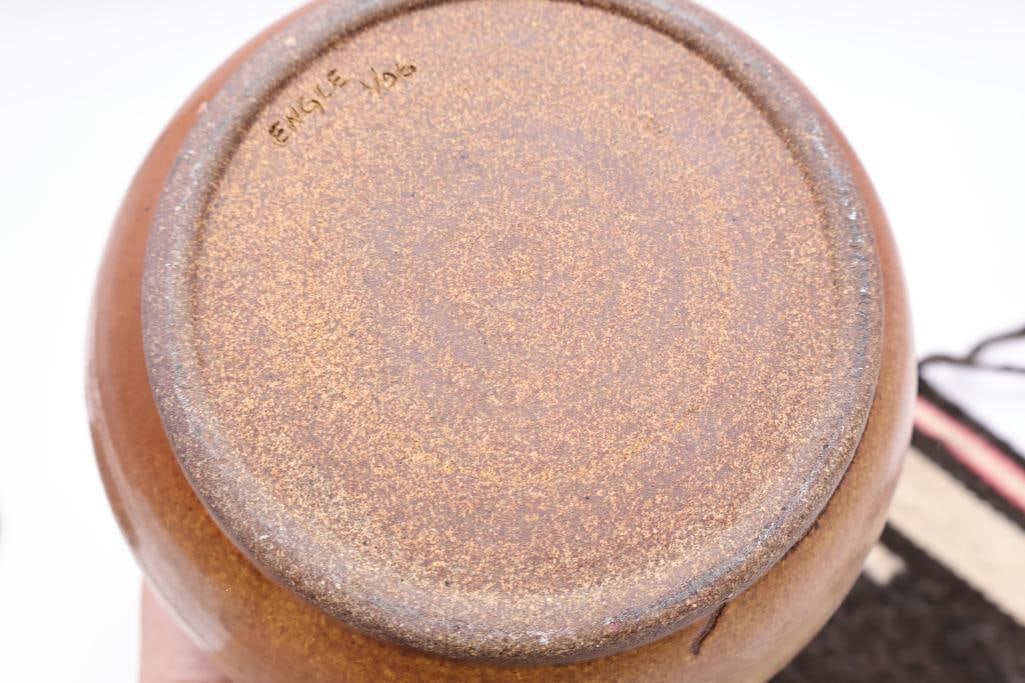 Natural Fiber Native Woven Mat and Stoneware Lidded Jar - 12