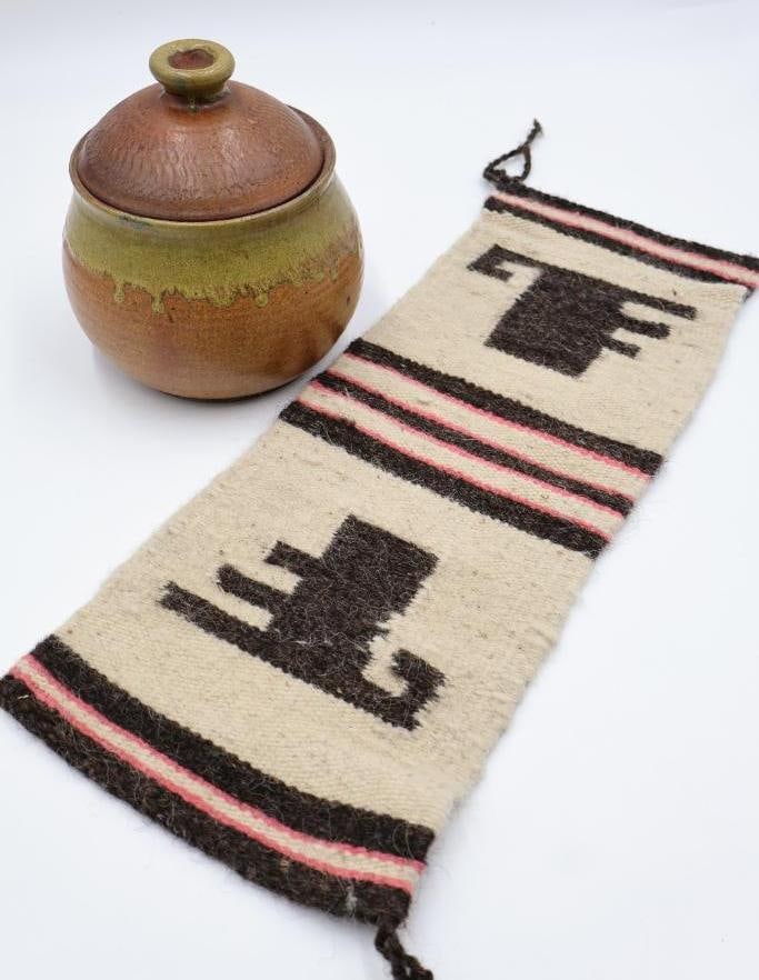 Natural Fiber Native Woven Mat and Stoneware Lidded Jar (1 of 13)