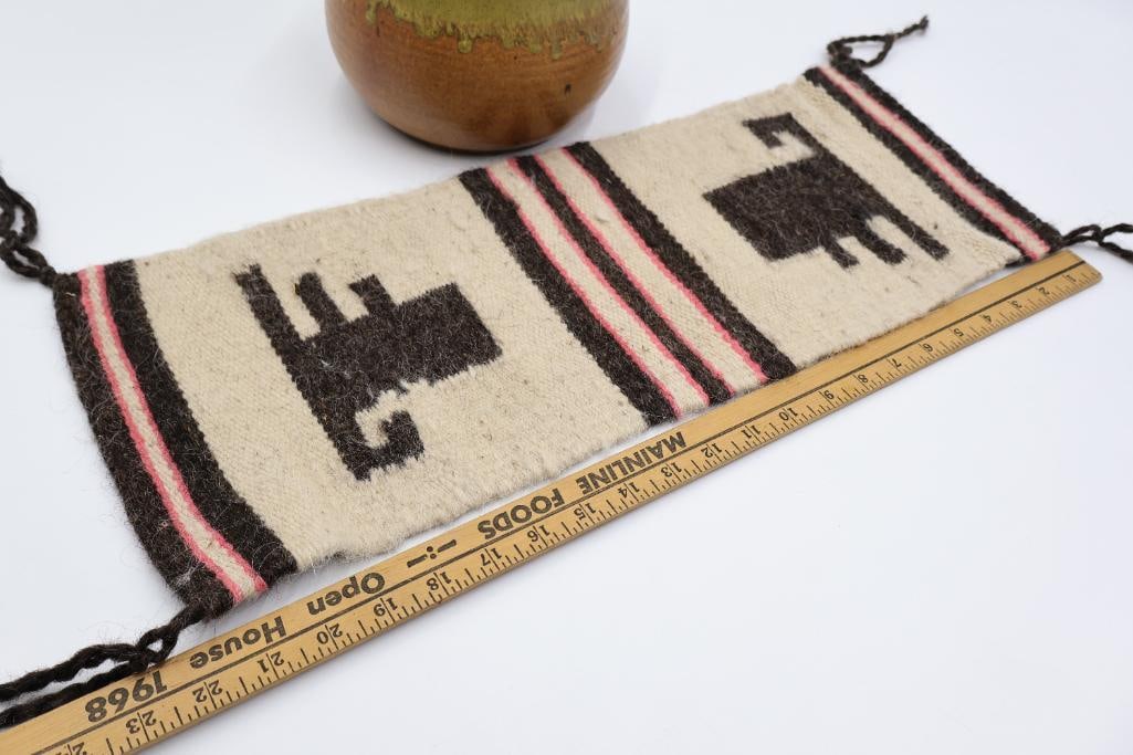 Natural Fiber Native Woven Mat and Stoneware Lidded Jar - 2