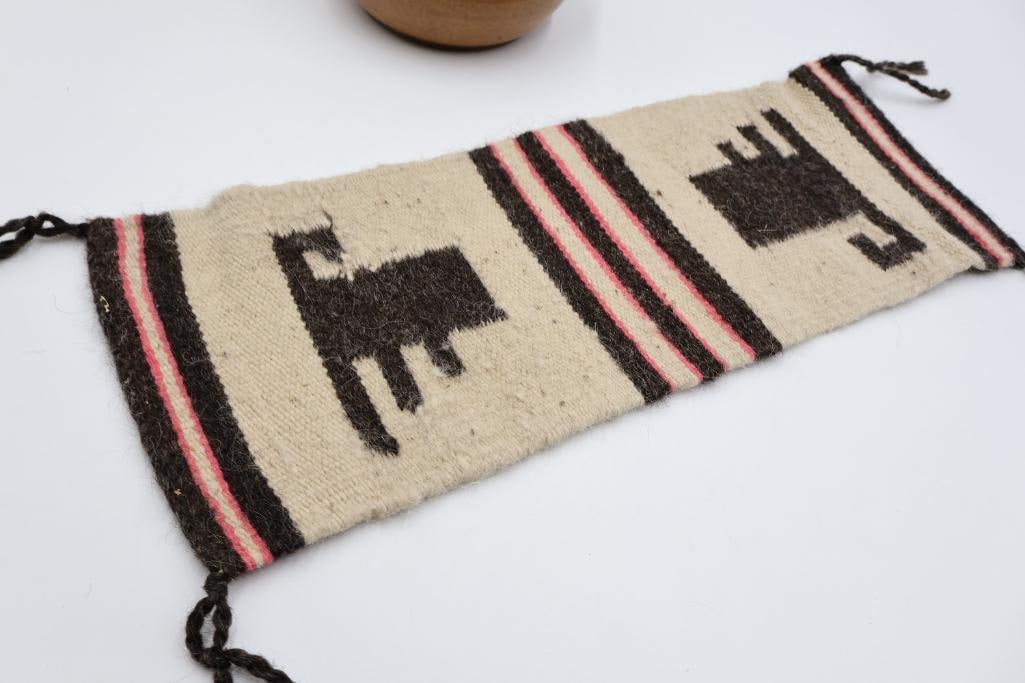 Natural Fiber Native Woven Mat and Stoneware Lidded Jar - 7