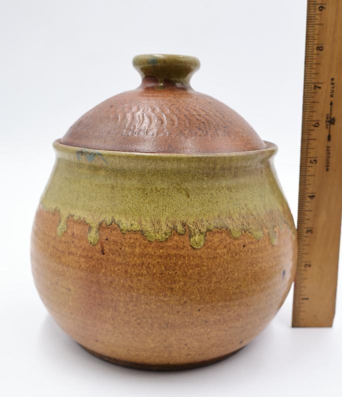 Natural Fiber Native Woven Mat and Stoneware Lidded Jar - 9