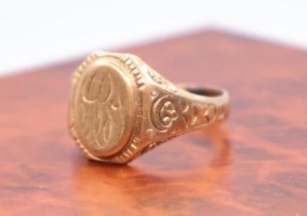 10k Gold Monogrammed Ring - 6