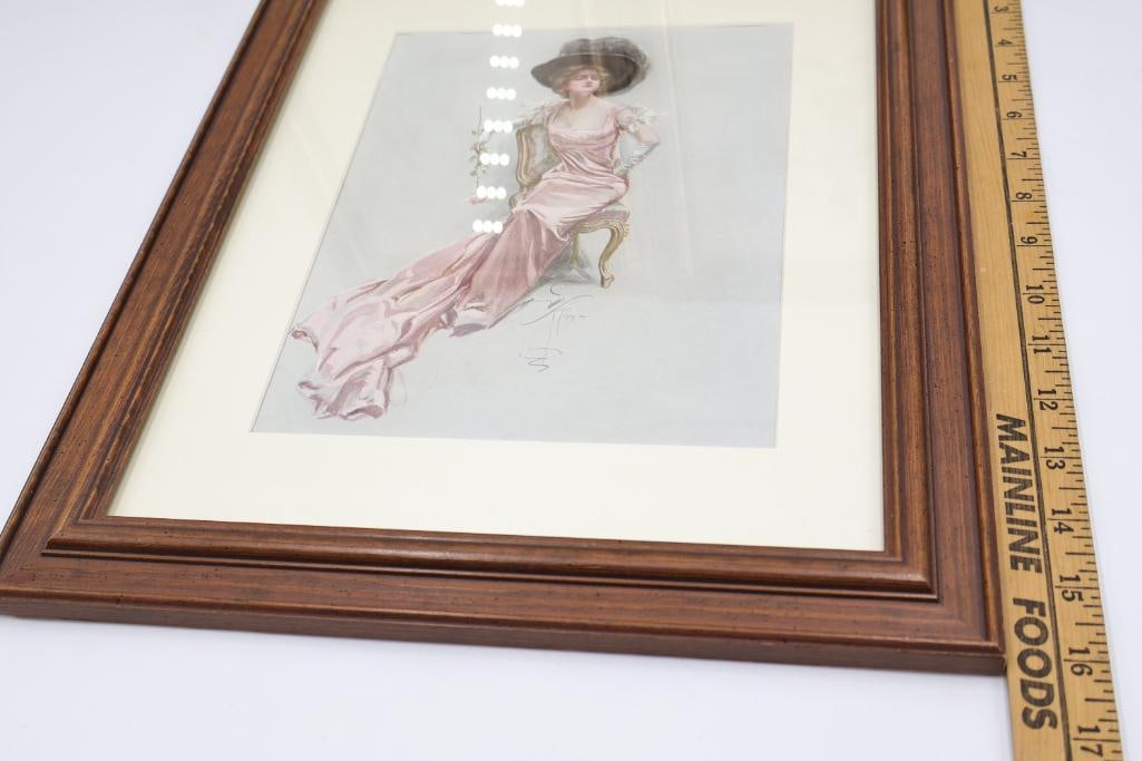 Two Victorian French Fashion Plate Prints and Seated Lady Print - 2
