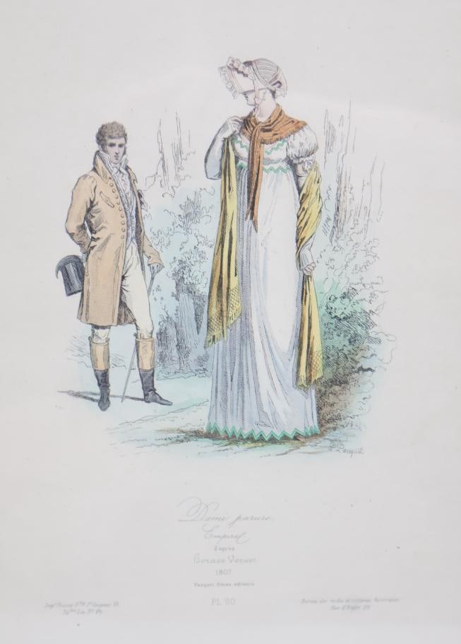 Two Victorian French Fashion Plate Prints and Seated Lady Print - 7