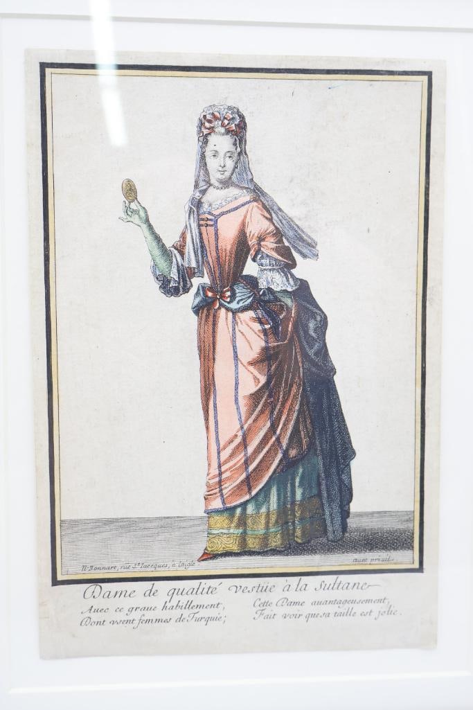 Antique French Original Colored Engraving - 2