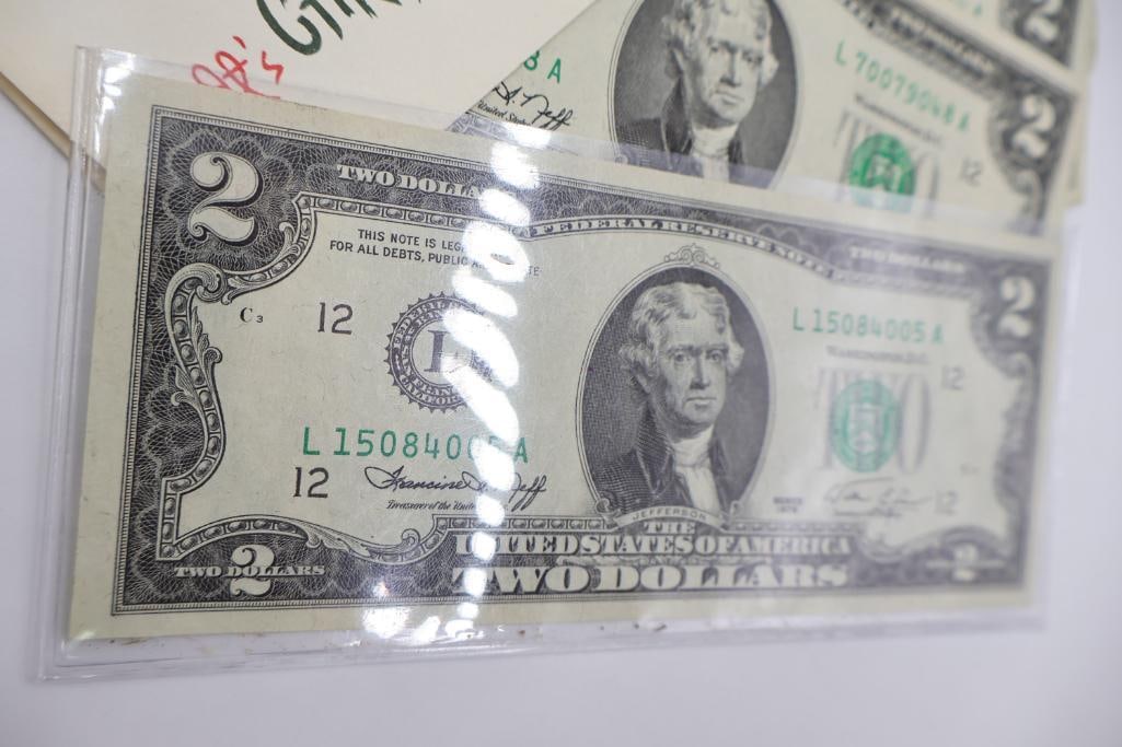 Eight 1970's 2 Dollar Bills - 2