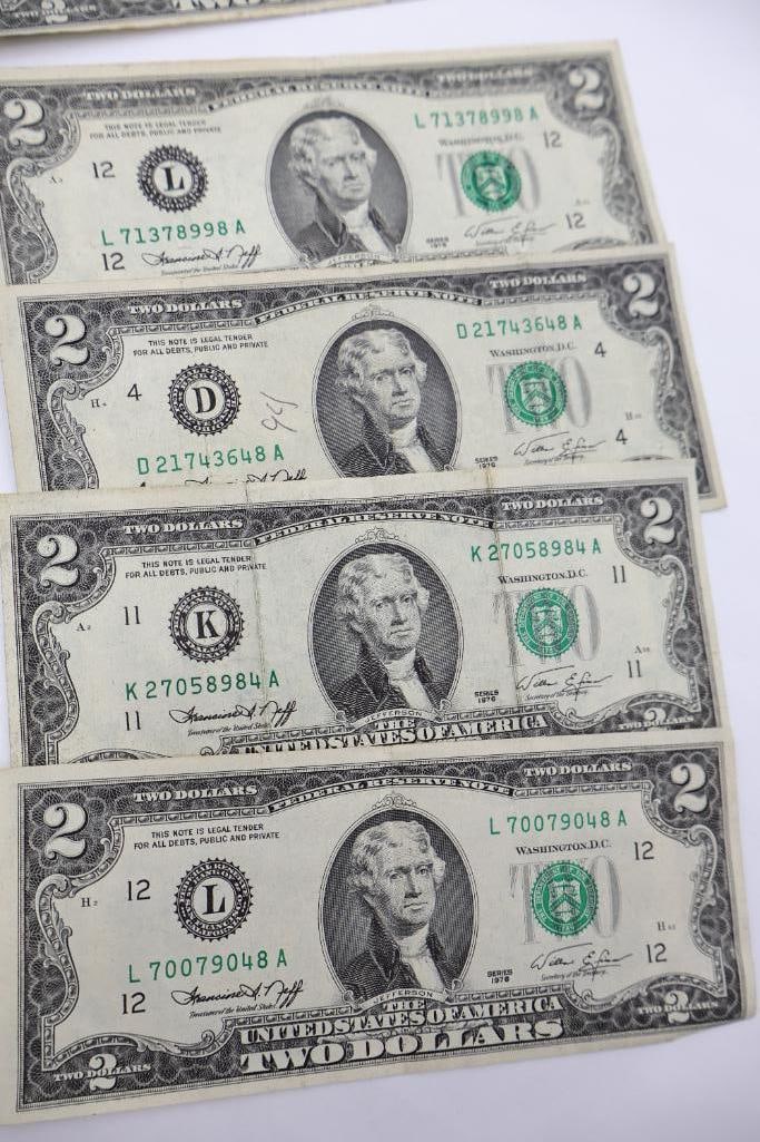 Eight 1970's 2 Dollar Bills - 7