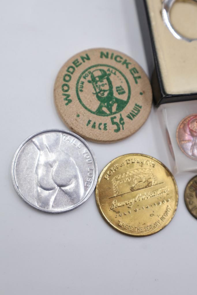 Various Collector Coins and Tokens including Lucky Buck US Silver Dollar Key Chain - 3