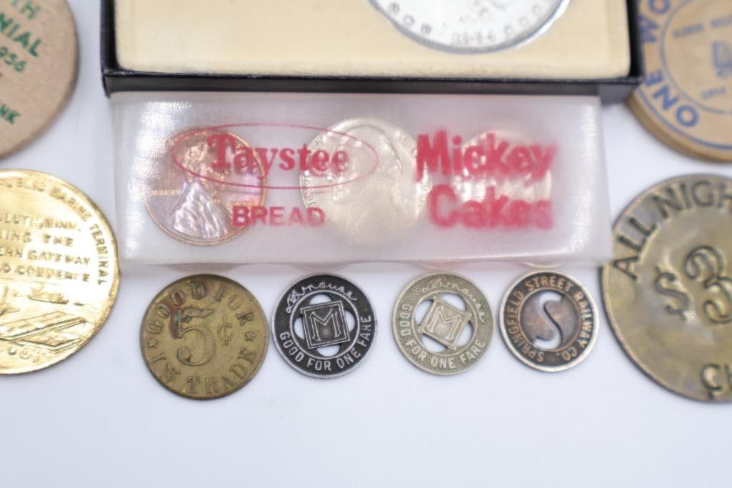 Various Collector Coins and Tokens including Lucky Buck US Silver Dollar Key Chain - 5