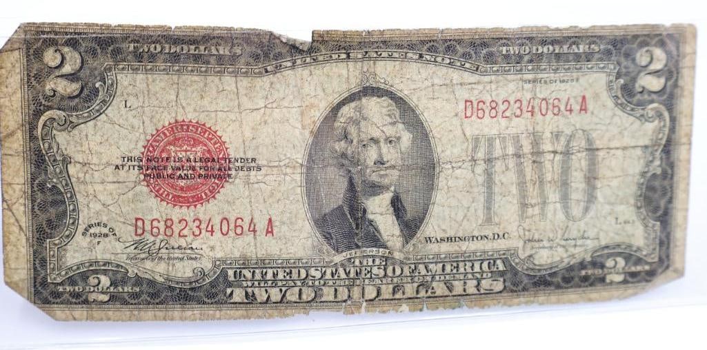 Five Red Seal 2 Dollar Notes - 2