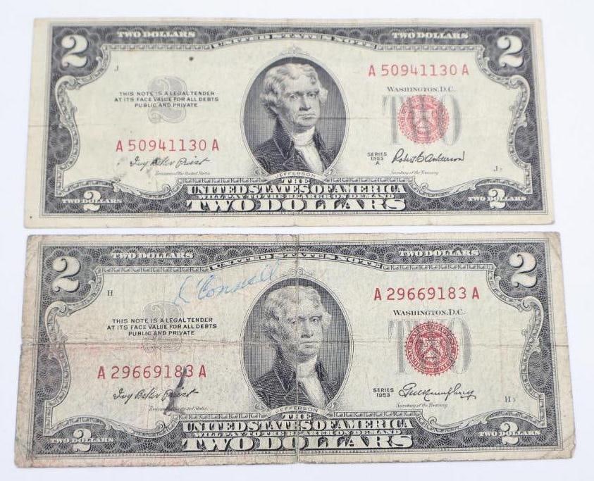 Five Red Seal 2 Dollar Notes - 7