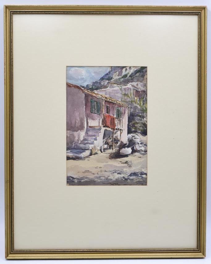Evangelos Klonaridis 'Old Athens, A house at Anaphistica' WAtercolor - 2